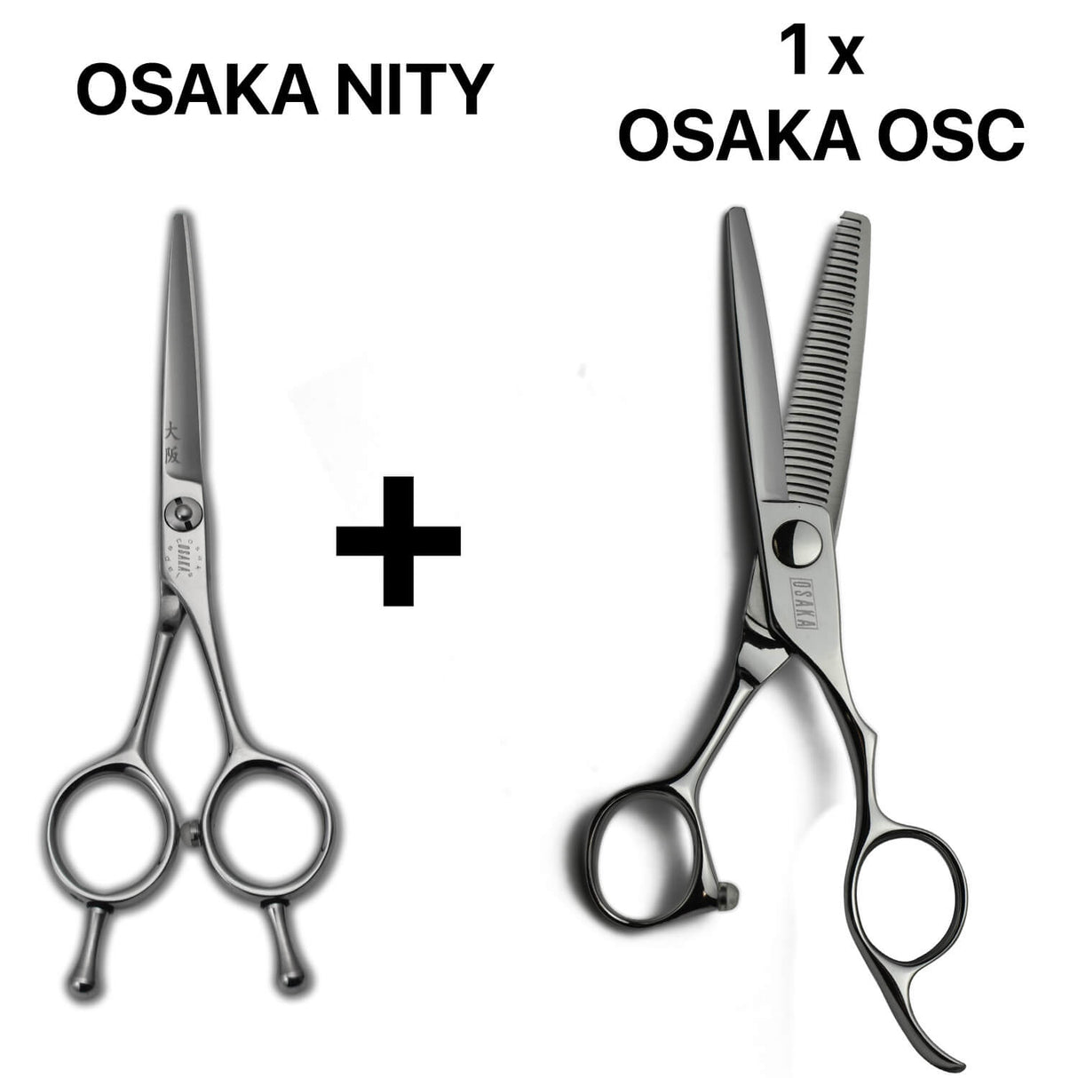 Set de ciseaux de coiffure professionnels OSAKA NITY : tranchant japonais et sculpteurs précis OSAKA OSC pour un usage intensif en salon.