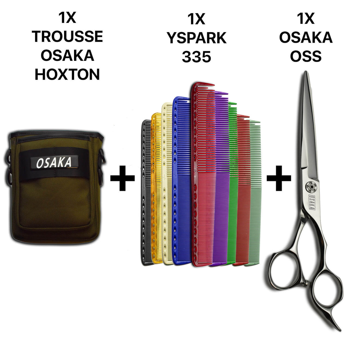 trousse osaka hoxton avec ciseaux osaka oss et peignes de coupe yspark 335