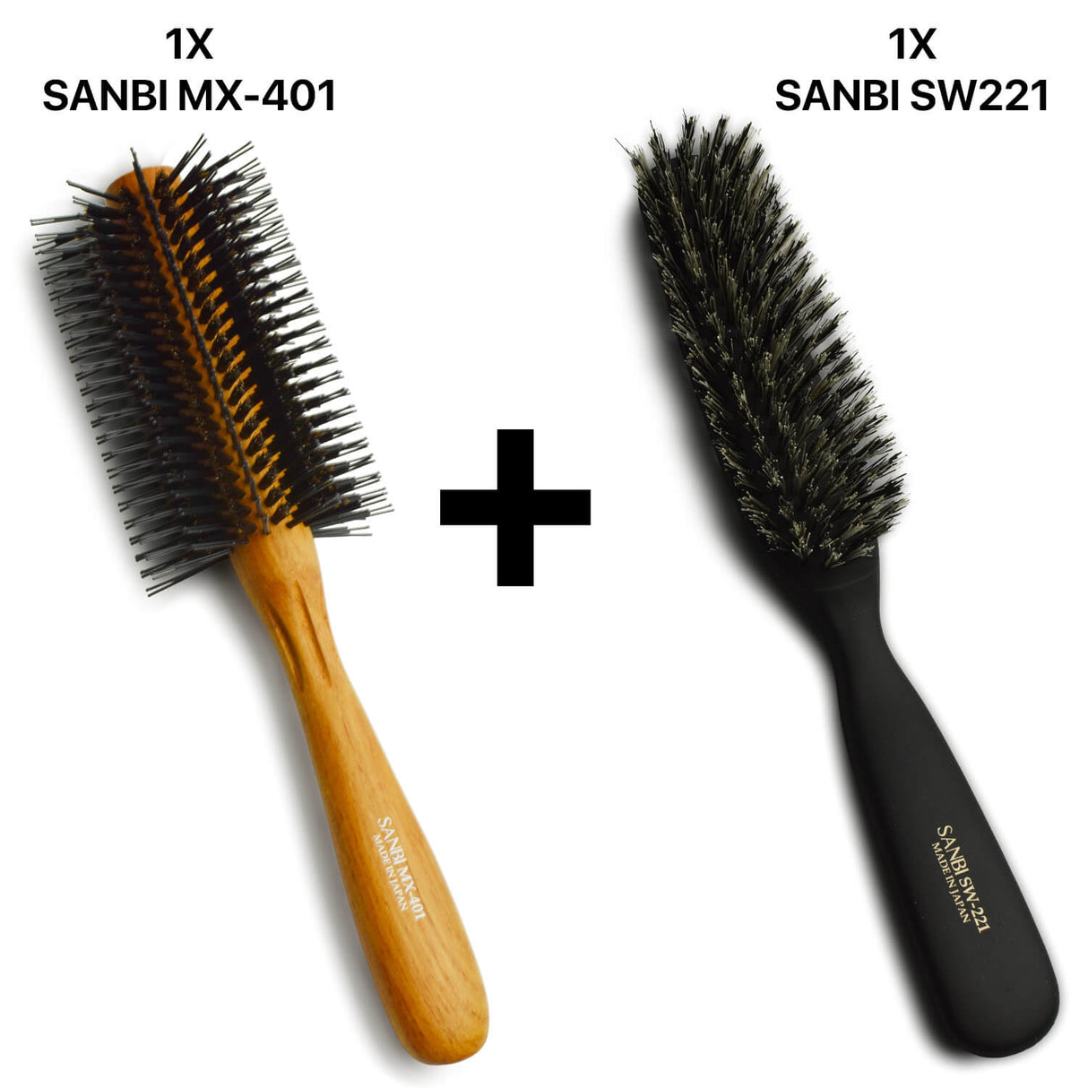 brosse semi ronde sanbi en poils mixte sanglier et nylon avec brosse plate sanbi sw221
