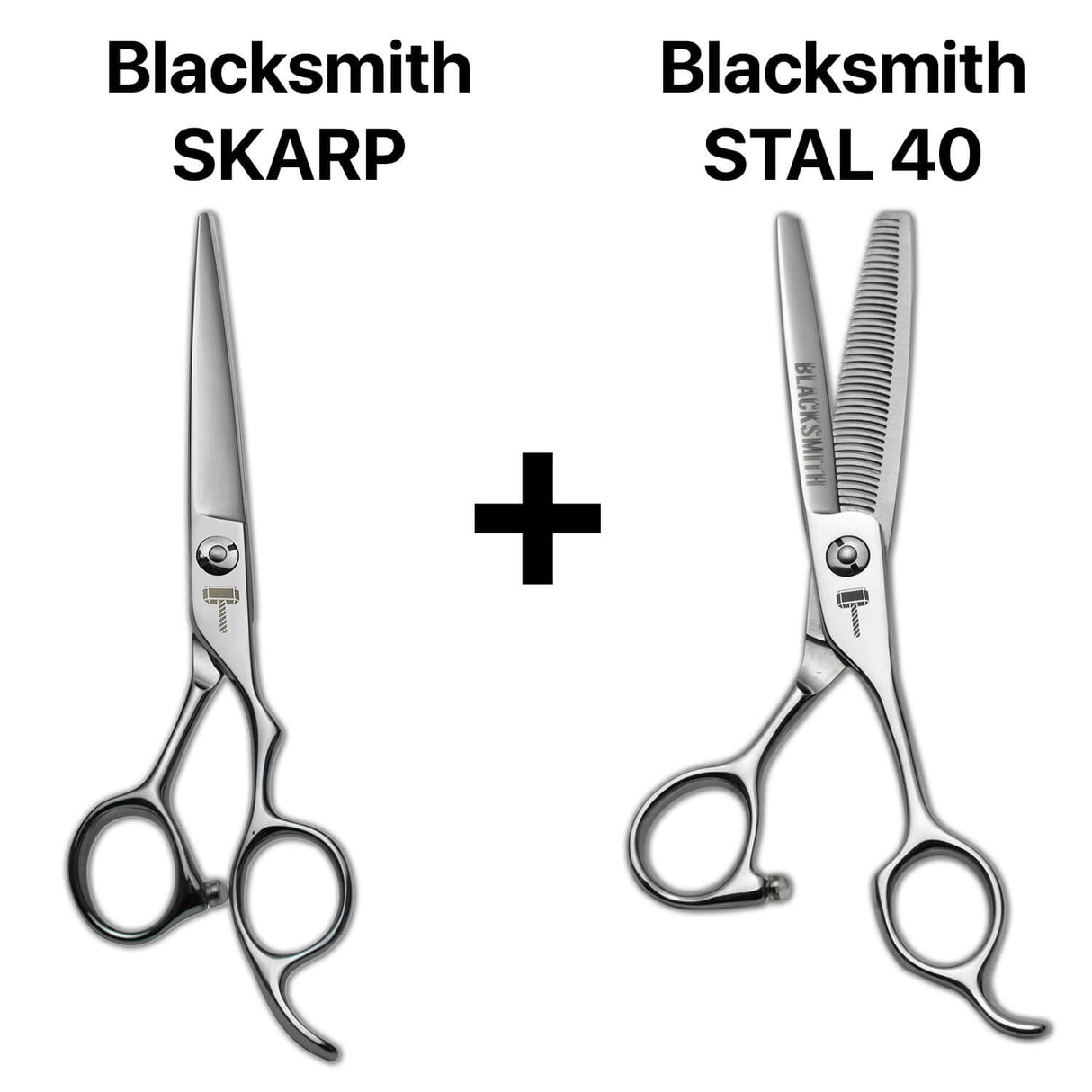 Pack complet de ciseaux de coiffure japonais comprenant coupe droite blacksmith skarp et sculpteurs texturisants blacksmith stal 40, pour une finition douce et fluide.