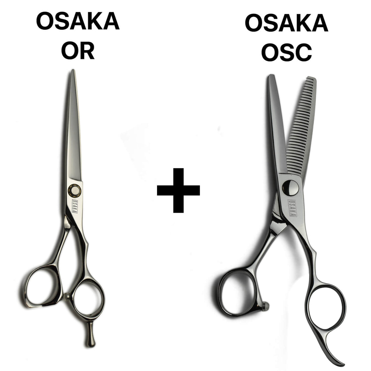Ensemble professionnel ciseaux OSAKA OR coupe + sculpteurs OSAKA OSC, idéal pour les dégradés et la texturisation naturelle.