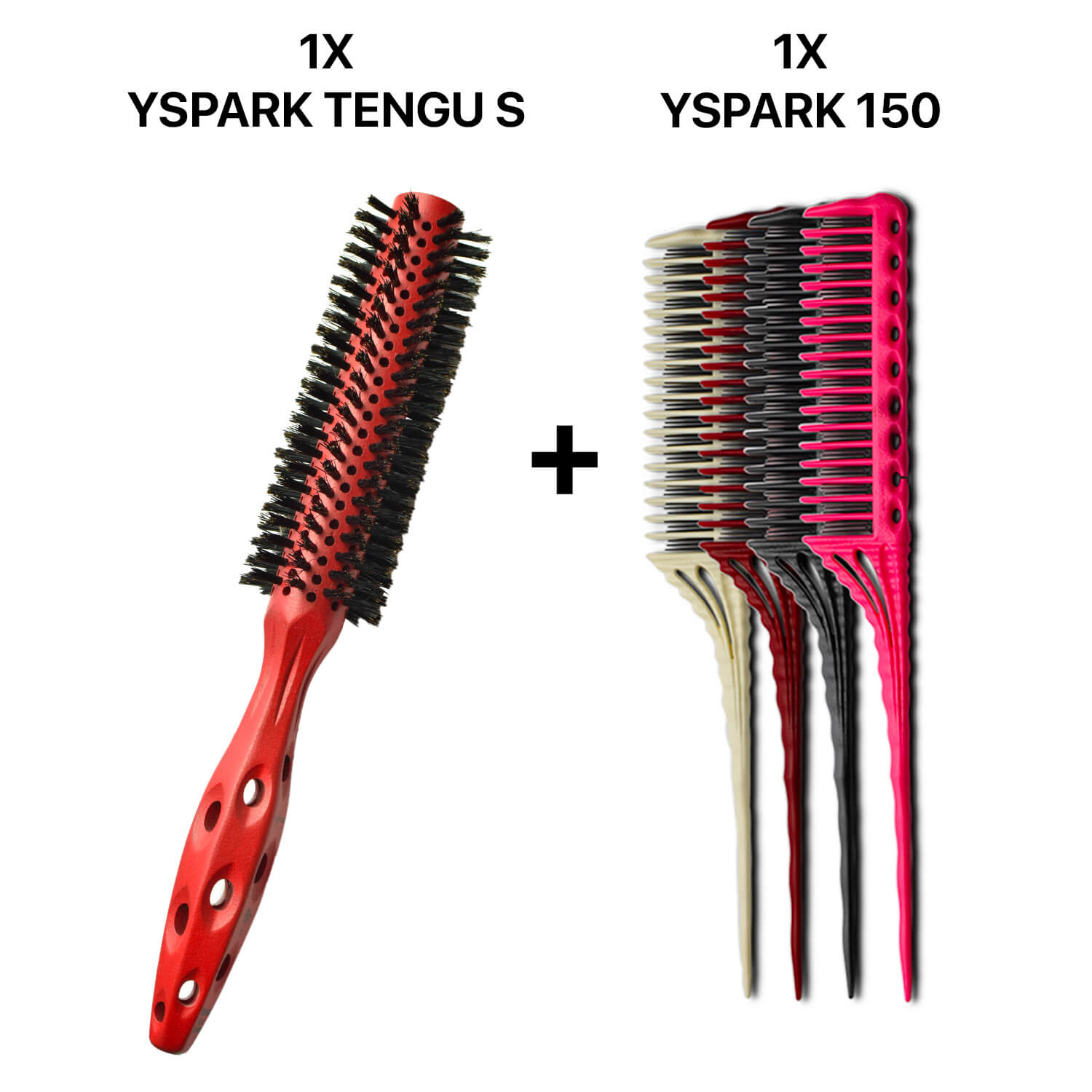brosse ronde yspark tengu en 100% poil de sanglier associé avec des peignes à crêper yspark 150