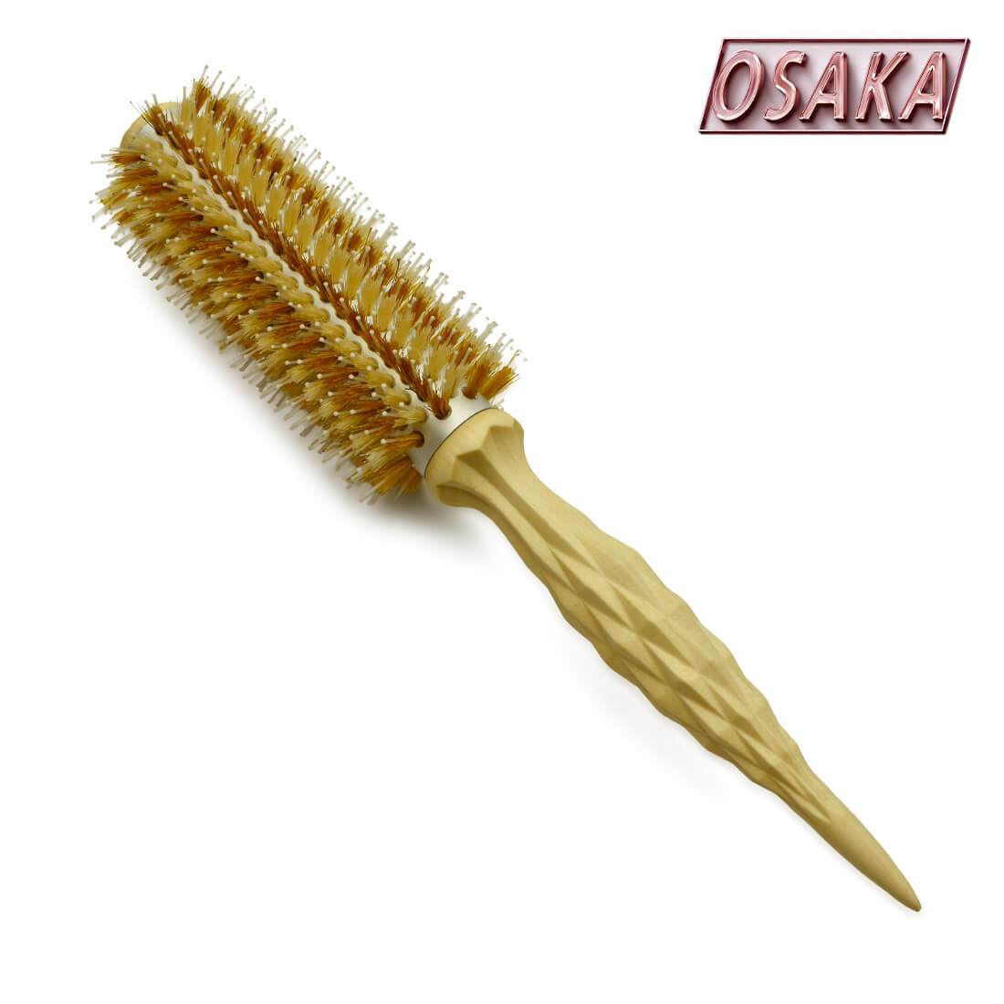 Brosse ronde OSAKA jaune – manche sculpté ergonomique, poils sanglier et nylon