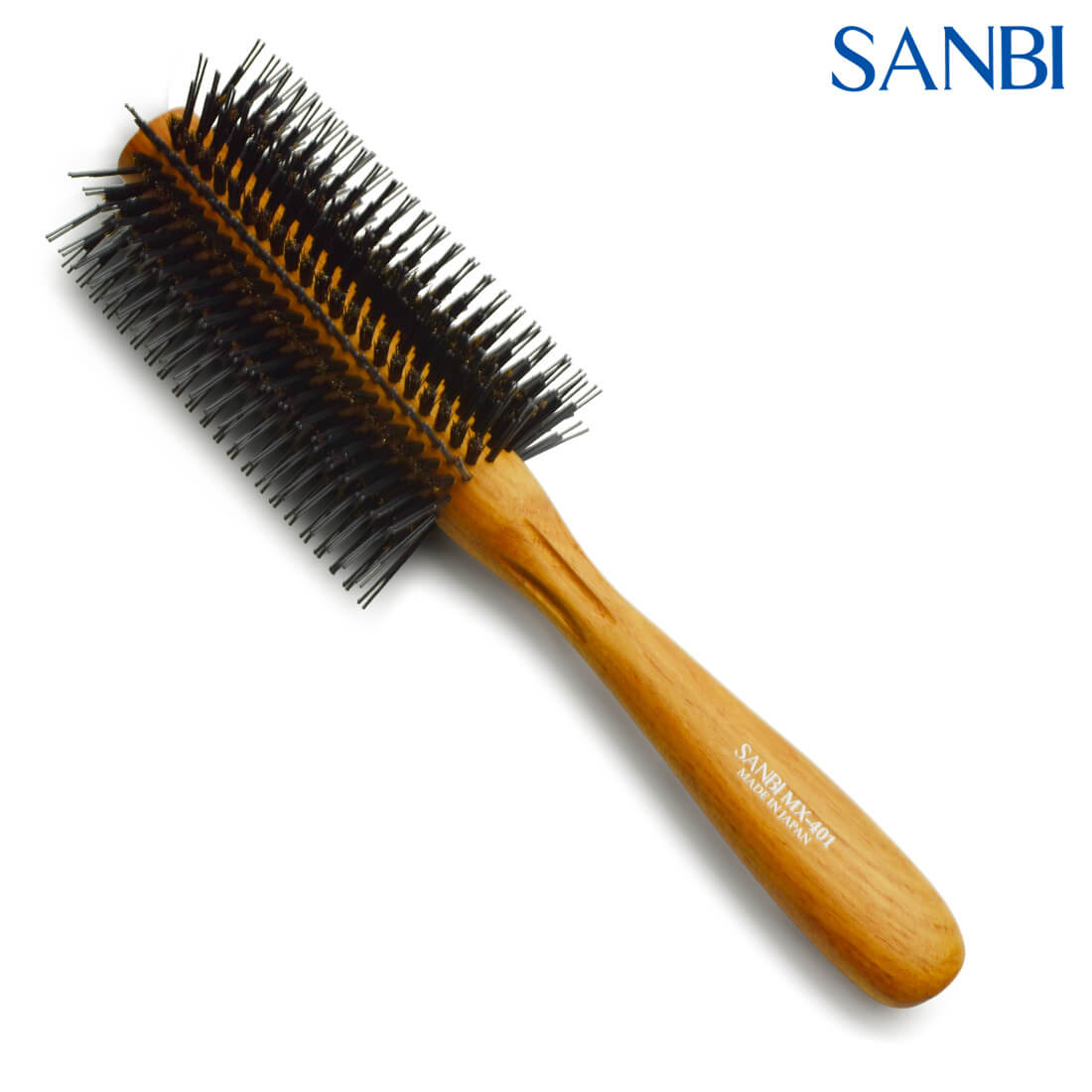 Brosse SANBI MX-401 – poils nylon noirs, manche bois ergonomique, brushing haute tension