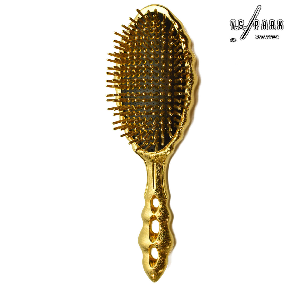 brosse luxury yspark az 34 doré brillant gold avec perforation de ventilation sur le manche