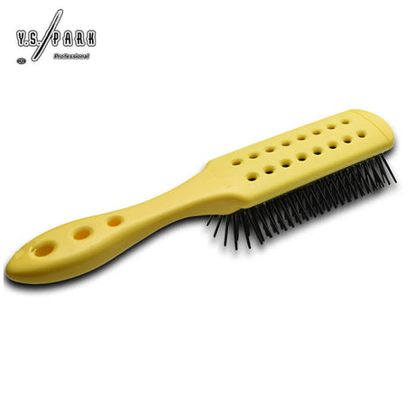 Brosse Y.S. PARK T09 jaune – brosse plate ventilée, picots nylon rigides, manche ajouré