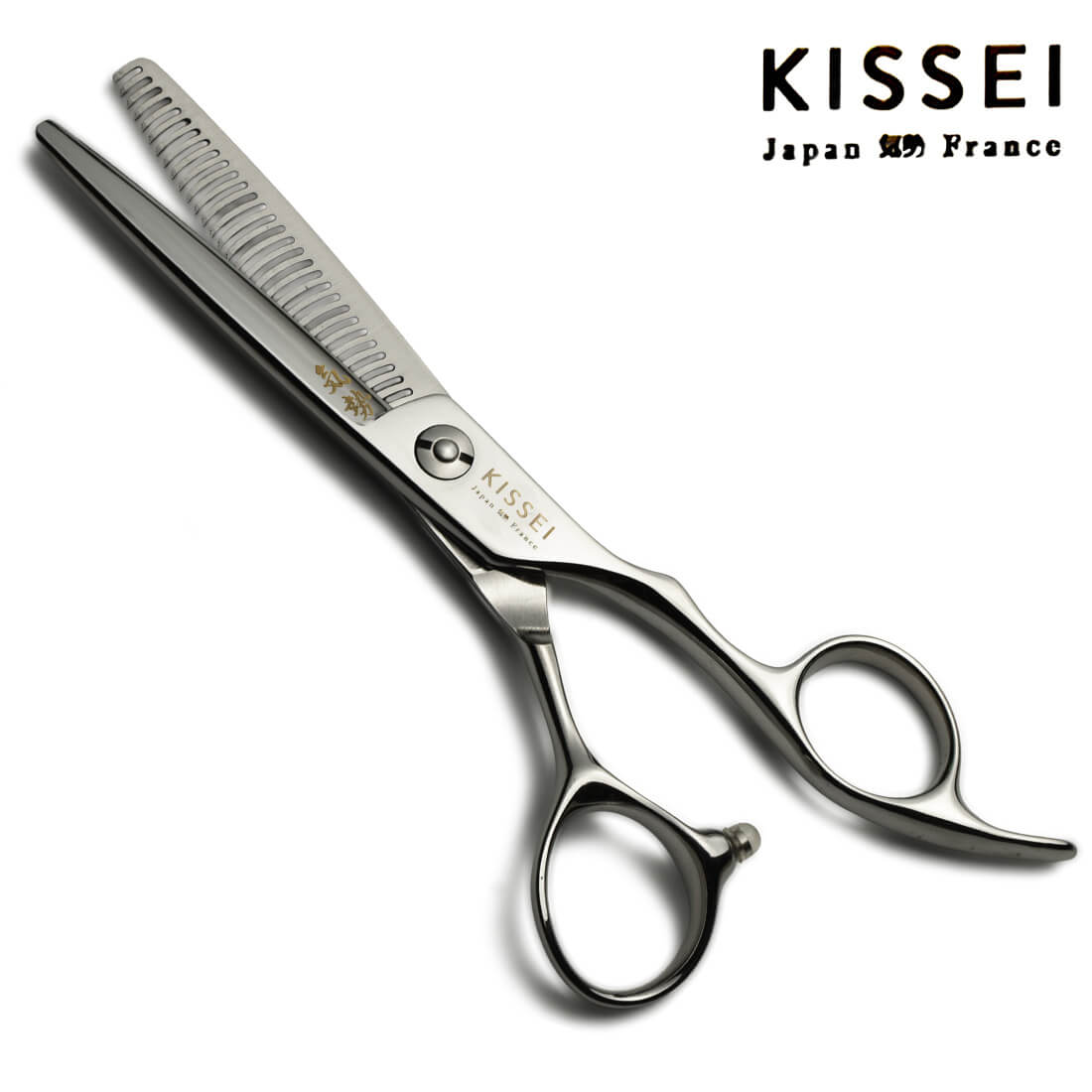 ciseaux japonais sculpteurs effileurs kissei utilisés pour désépaissir les cheveux avec un manche ergonomique