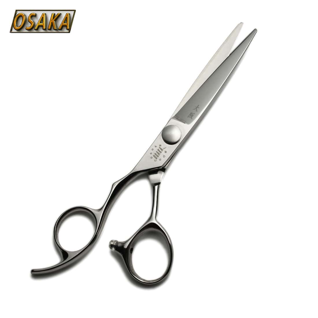 ciseaux osaka gauchers kagami avec lame épaisse pour le couper glisser et l'effilage des cheveux. Le manche est ergonomique et permet une prise en main naturelle.