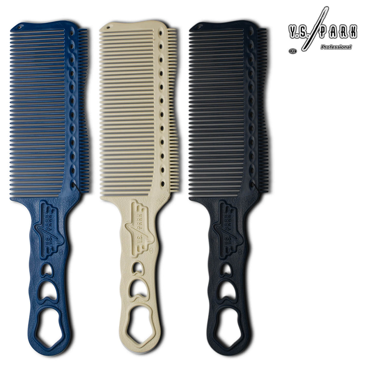 Ensemble de peigne yspark s282t avec dents à l'arrière et aux couleurs bleu blanc et noir