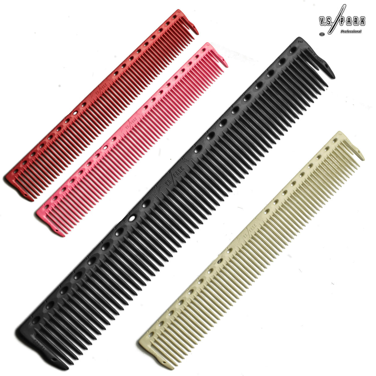 peignes de coupe yspark 405 en blanc, noir, rouge, et rose