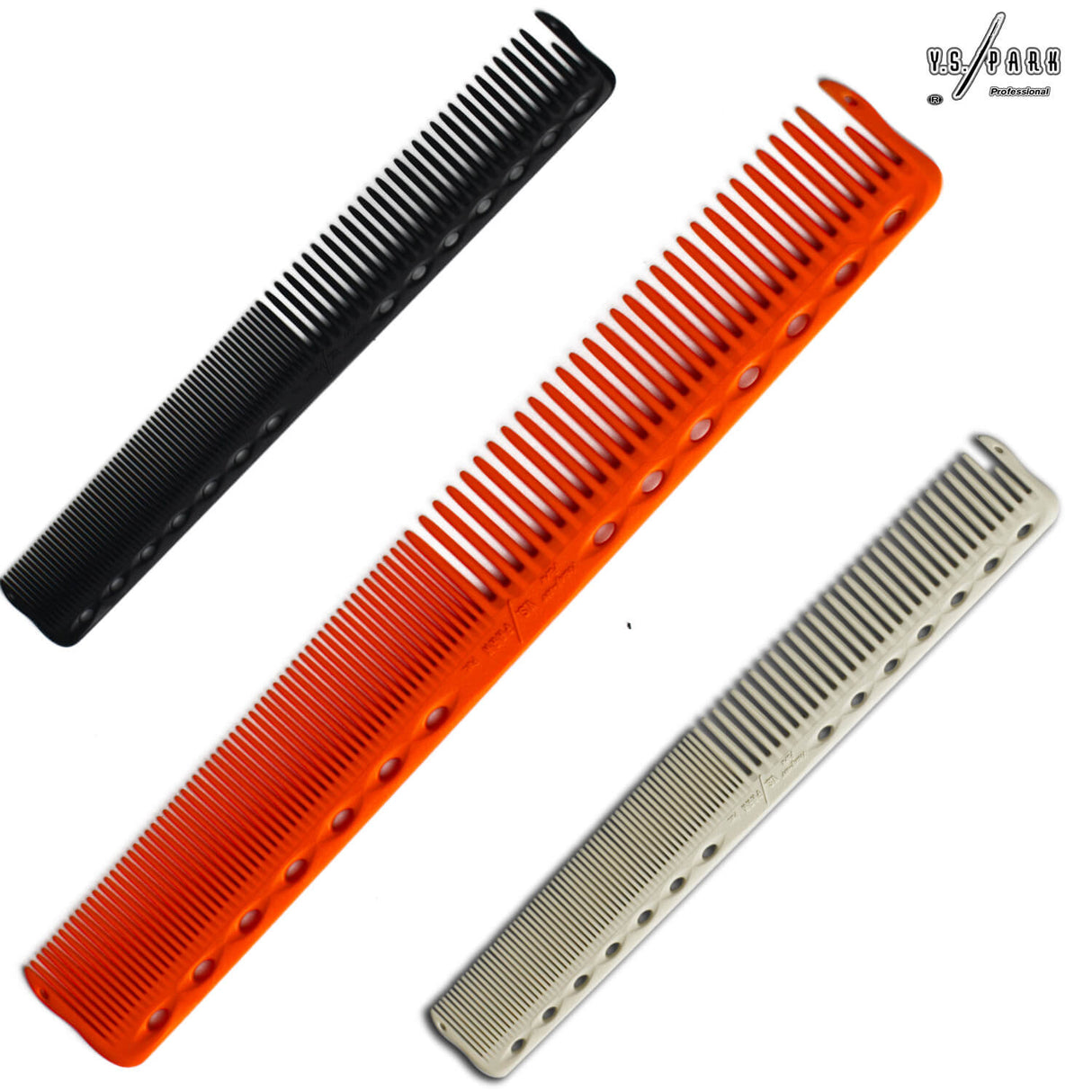 ensemble de peignes de coupe professionnel yspark japonais hs339 orange, blanc et noir.