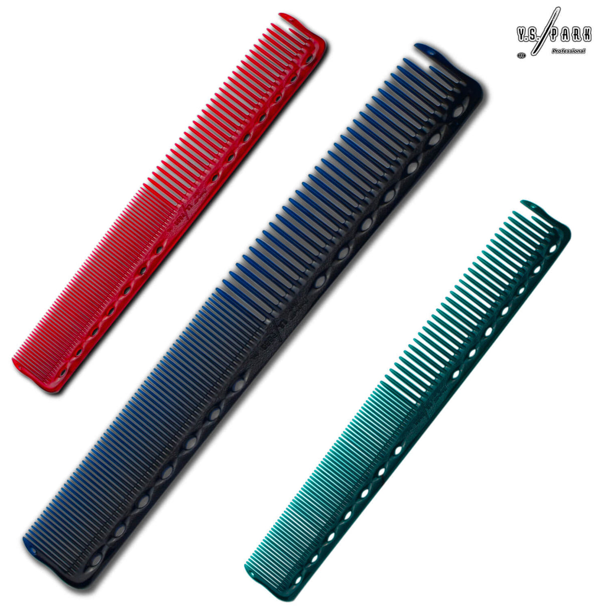 Ensemble de peignes de coupe yspark japonais s339 en bleu vert et rouge vin.