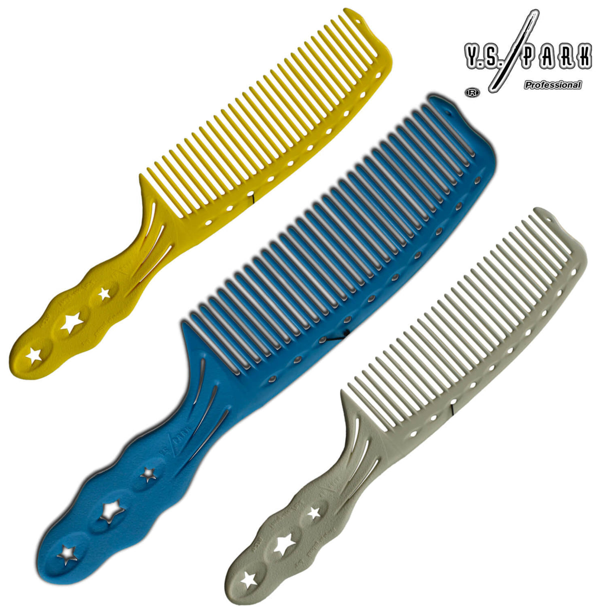 Ensemble de peignes de coupe homme yspark h278 jaune, bleu et blanc