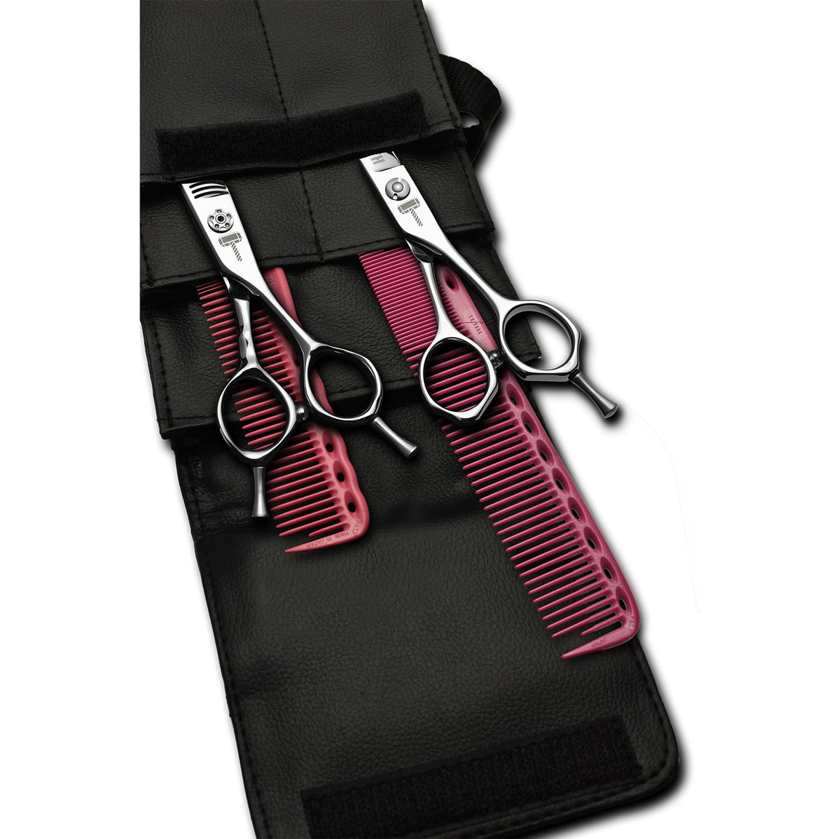 pack de ciseaux blacksmith avec 2 peignes yspark rose ys334 et ys335