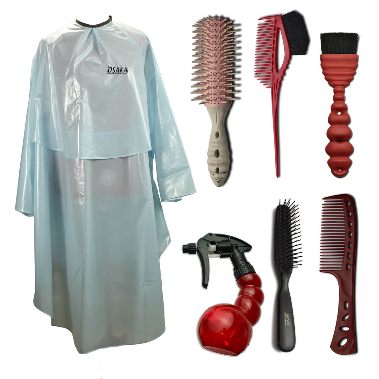 kit de coloration premium avec peignoir osaka netindress, brosse lap32, pinceaux applicateur yspark 645, vaporisateur spray yspark et peigne démêloir YS601