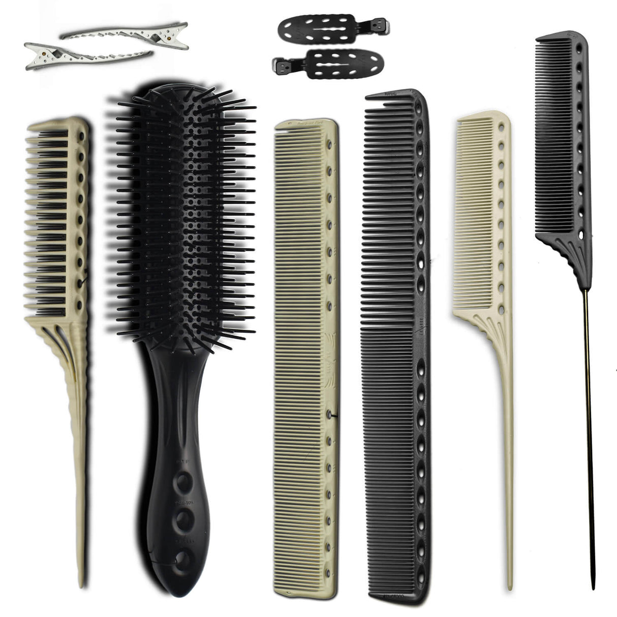 pack de peignes yspark en noir avec vaporisateur spray mini yspark et une paire de sépare mèche également en noir