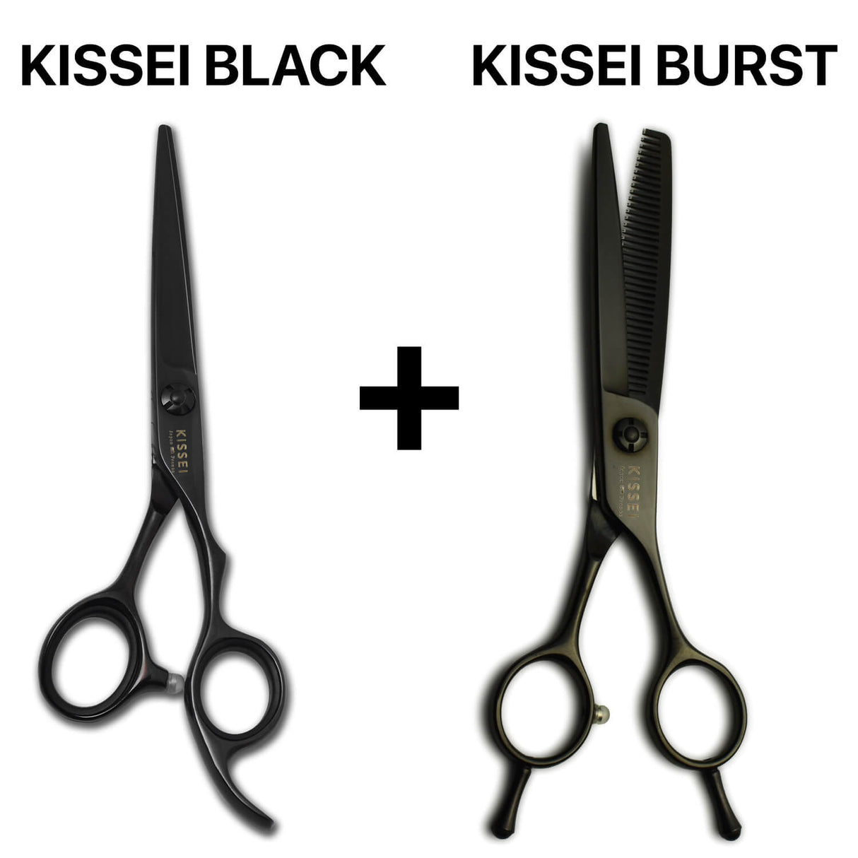 ciseaux kissei black noir japonais avec ciseaux sculpteurs noirs kissei burst dents fines