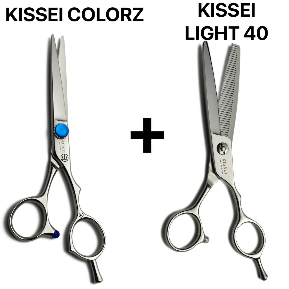 ciseaux kissei japonais colorz à vis coloré avec ciseaux sculpteurs kissei light 40 dents fines