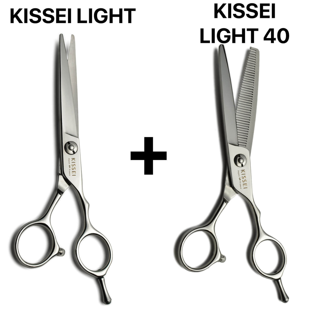 ciseaux kissei light japonais de coiffure professionnel associés avec une paire de ciseaux sculpteurs 40 dents kissei light 40 dents