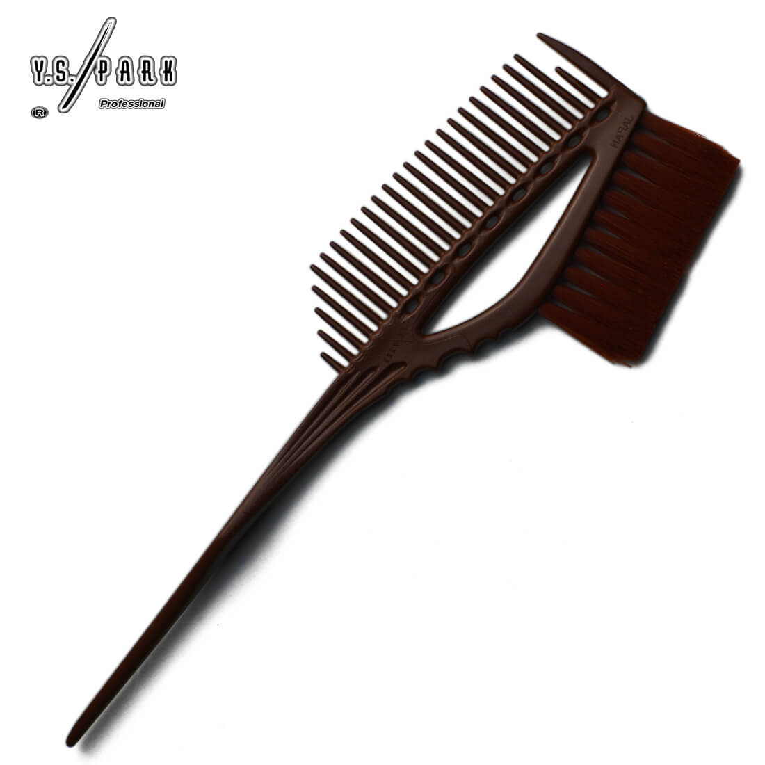 Peigne pinceau Y.S. PARK 640 marron – queue fine, dents larges, brosse intégrée pour application précise