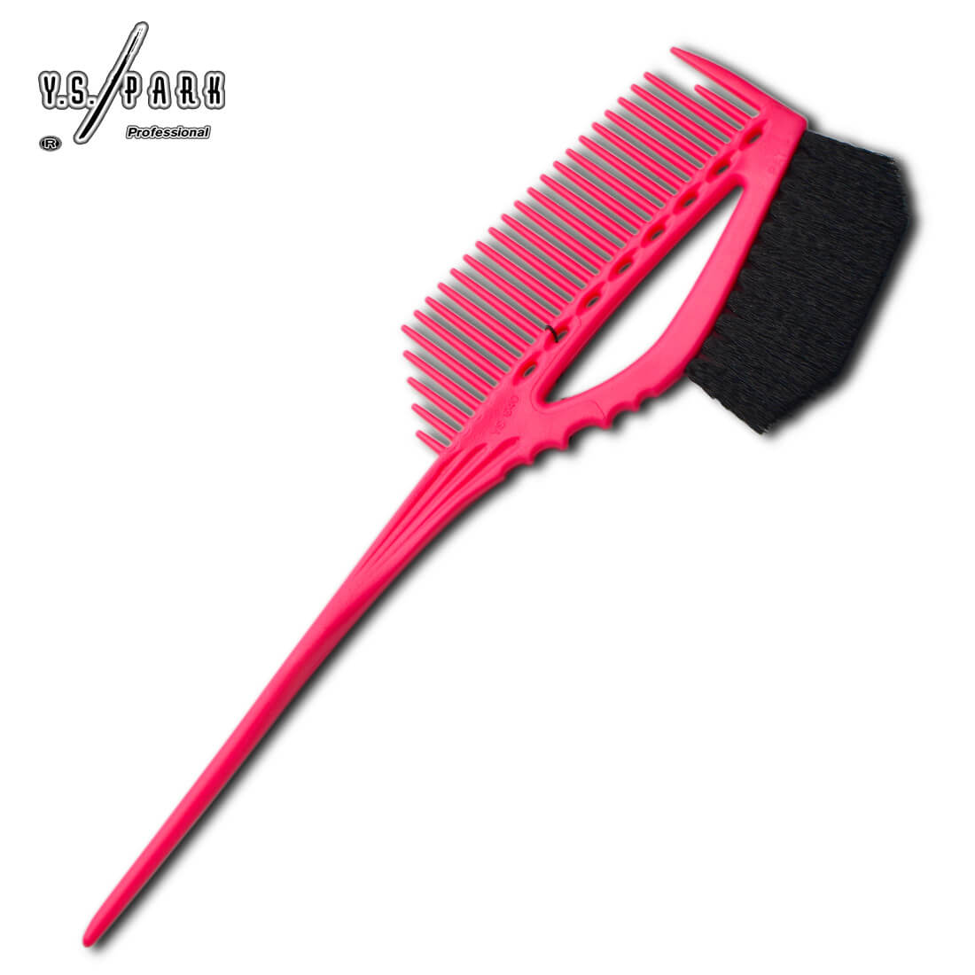 Peigne pinceau Y.S. PARK 640 rose – queue fine, dents larges, brosse intégrée pour application précise