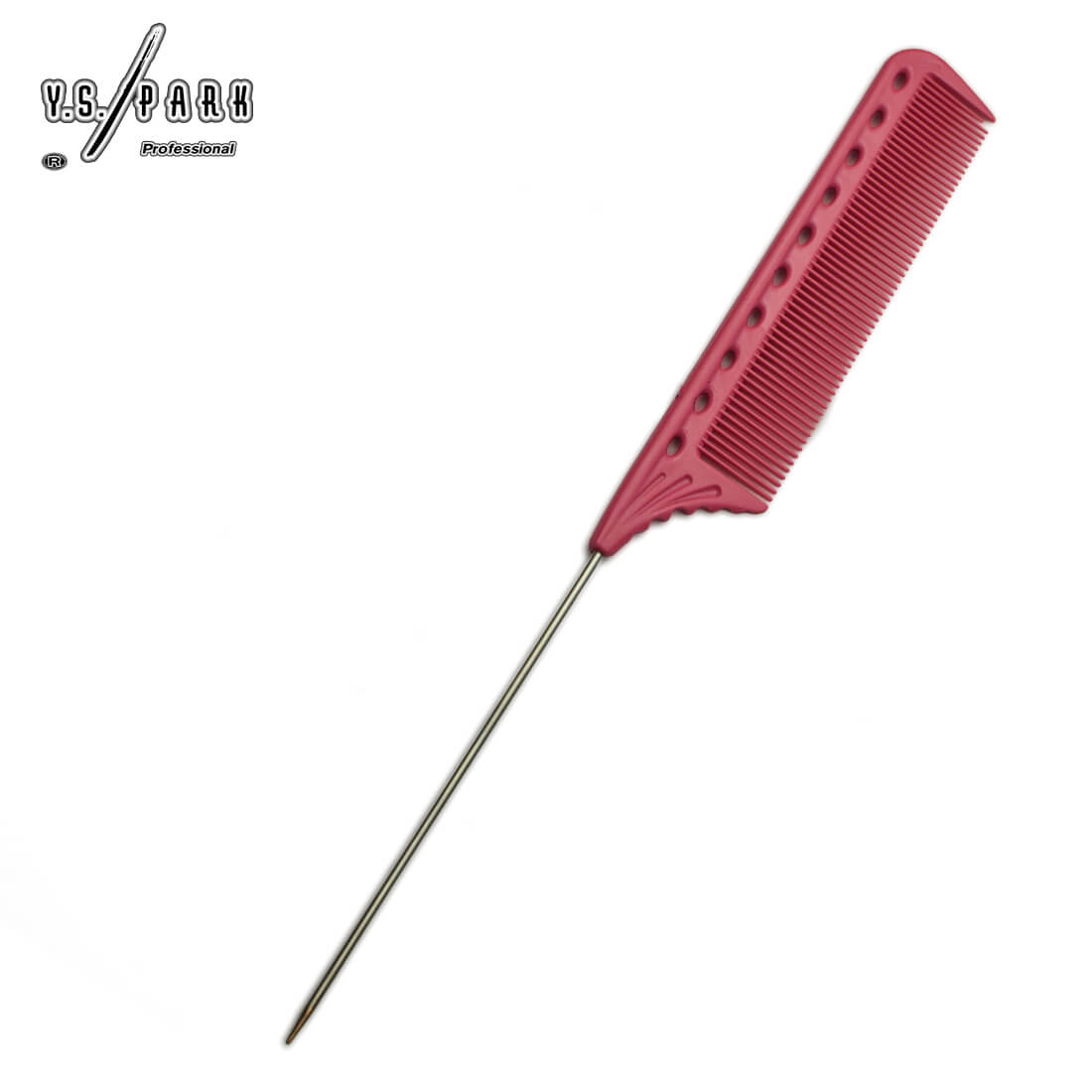 Peigne professionnel Y.S.PARK YS-102 rose – peigne queue métal pour coiffure de précision et séparation nette