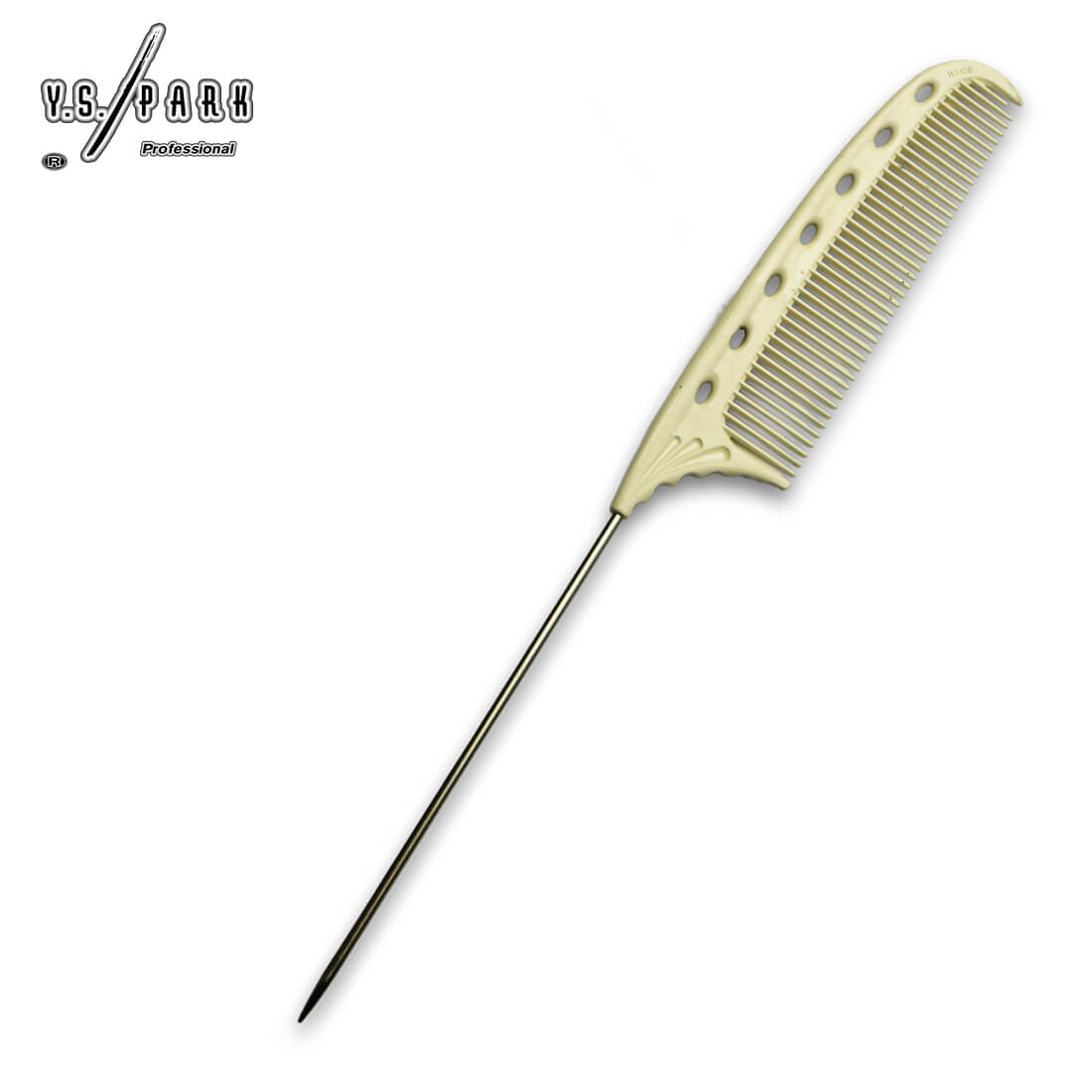 Peigne Y.S.PARK 103 blanc– peigne queue fin avec tige métallique pour coiffeurs et coiffage technique