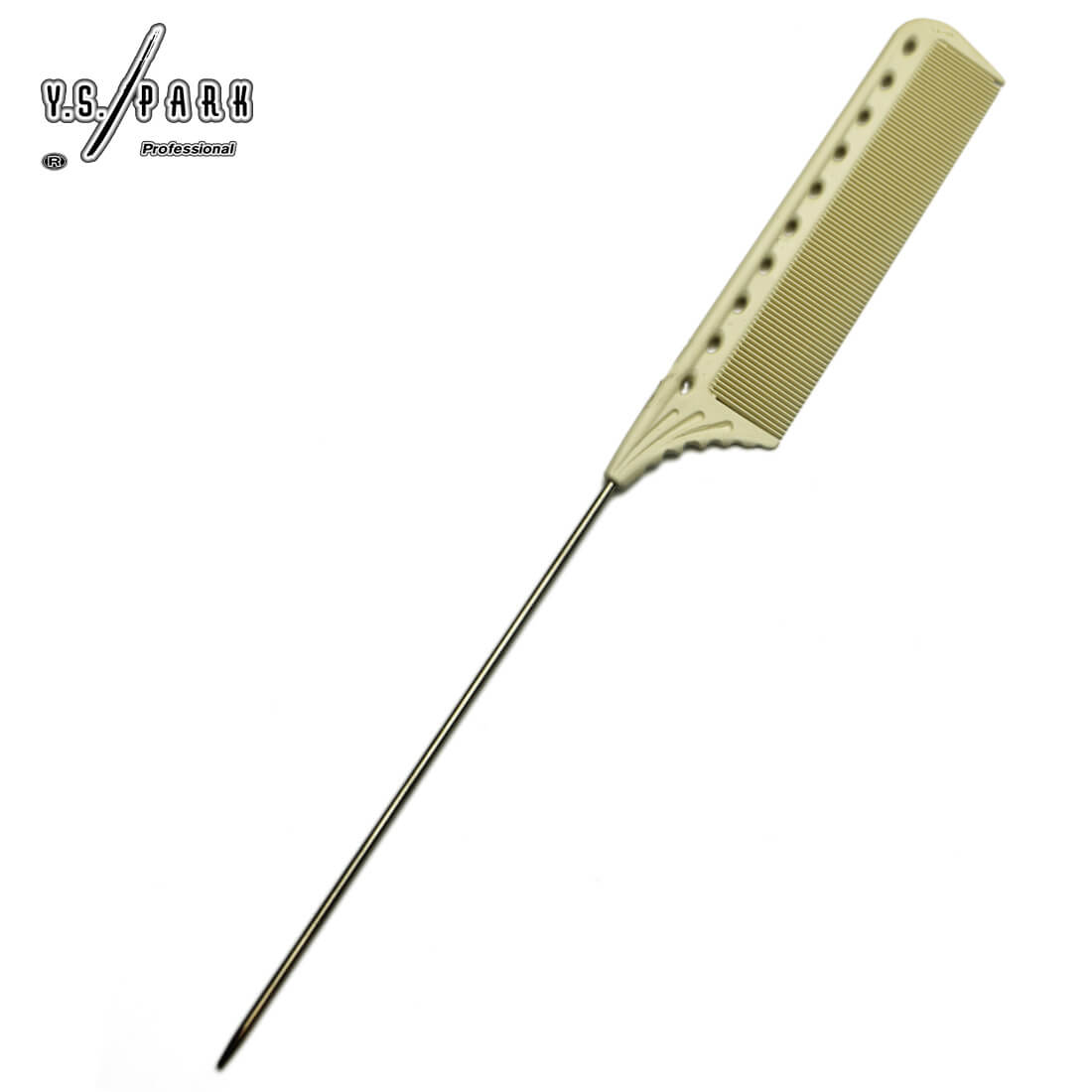 Peigne professionnel Y.S.PARK 122 blanc – dents fines et queue longue
