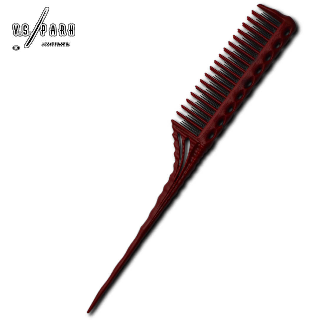 Peigne Y.S. PARK YS-150 rouge pour teasing et balayage – dents carbone anti-statique, prise en main confortable, précision maximale.
