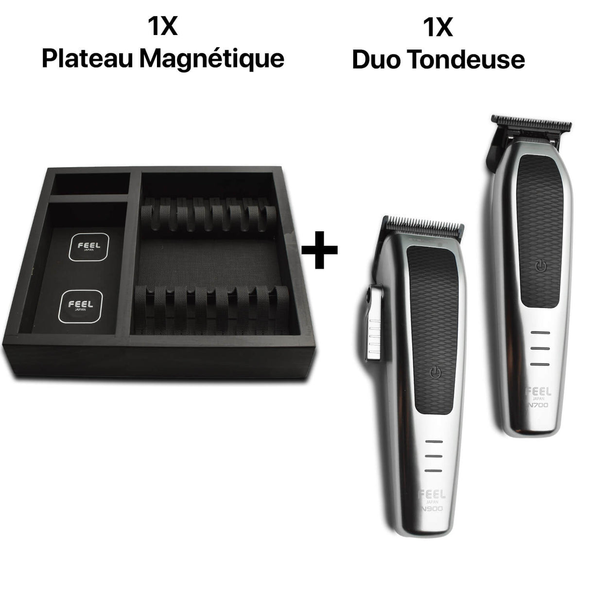 Plateau magnétique noir avec duo de tondeuse feel japan