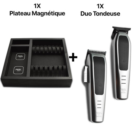 Plateau magnétique noir avec duo de tondeuse feel japan