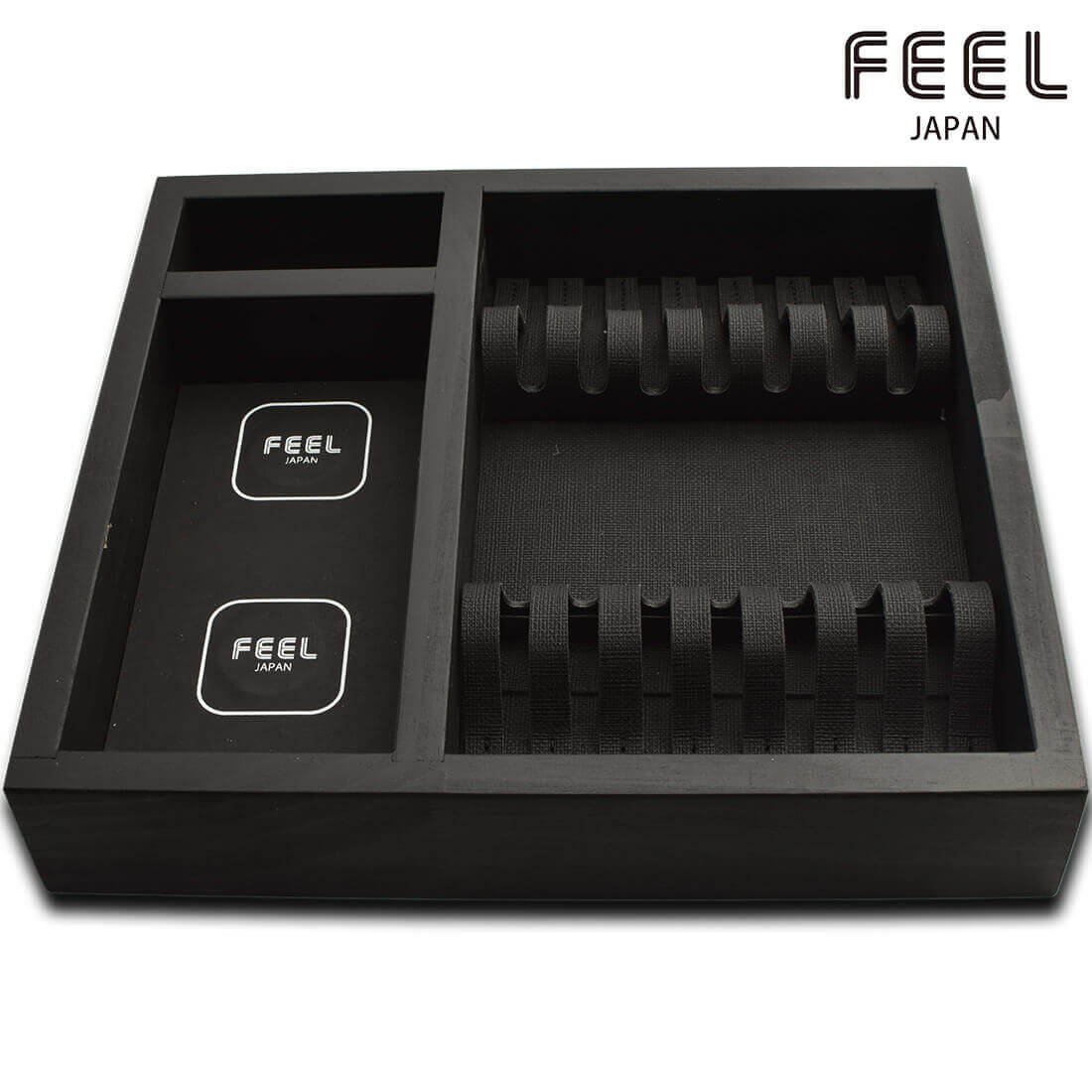 Support magnétique Feel Japan – plateau élégant en bois noir pour présenter ou ranger les ciseaux et les tondeuses