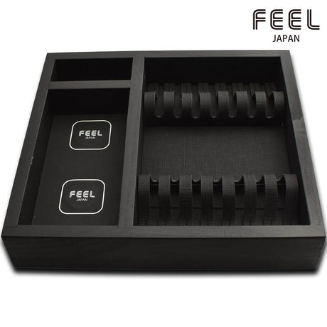 Support magnétique Feel Japan – plateau élégant en bois noir pour présenter ou ranger les ciseaux et les tondeuses