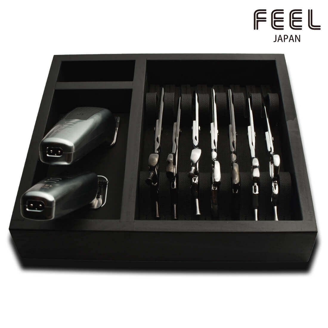 Plateau magnétique Feel Japan – avec tondeuses et ciseaux de coiffure professionnels