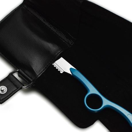 Pochette de rangement pour rasoirs de coiffure – modèle avec rabat et bouton-pression