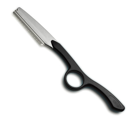 Rasoir texturisant noir à lame droite – outil 2-en-1 pour coupe et effilage