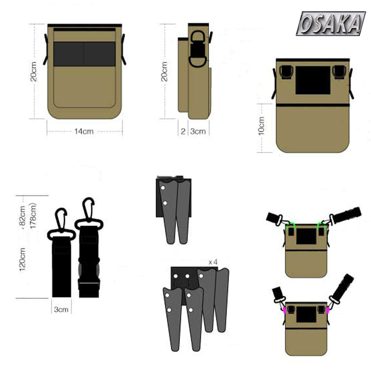 dessin schématique sur les trousses osaka de rangement hoxton