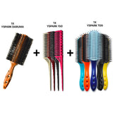 brosse ronde yspark daruma en 100% poil de sanglier associé avec des peignes à crêper yspark 150 et des brosses plates yspark t09