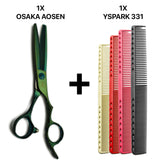 ciseaux de coiffure osaka vert mat aosen en sculpteurs effileurs et peignes de coupe yspark 331