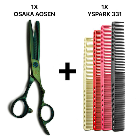 ciseaux de coiffure osaka vert mat aosen en sculpteurs effileurs et peignes de coupe yspark 331