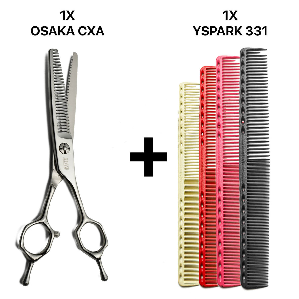 ciseaux osaka sculpteurs cxa 25 dents avec des peignes de coupe yspark 331