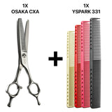 ciseaux osaka sculpteurs cxa 25 dents avec des peignes de coupe yspark 331