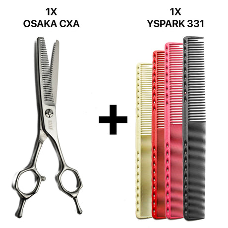 ciseaux osaka sculpteurs cxa 25 dents avec des peignes de coupe yspark 331