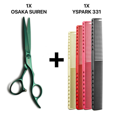 ciseaux osaka suiren vert d'eau, peignes yspark 331 de coupe longs 