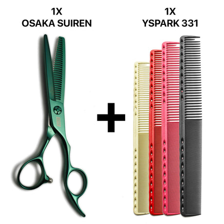 ciseaux osaka bleu suiren sculpteurs  avec des peignes de coupe yspark 331