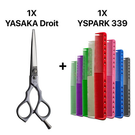 ciseaux japonais yasaka de coiffure professionnel associé aux peignes de coupe yspark 339