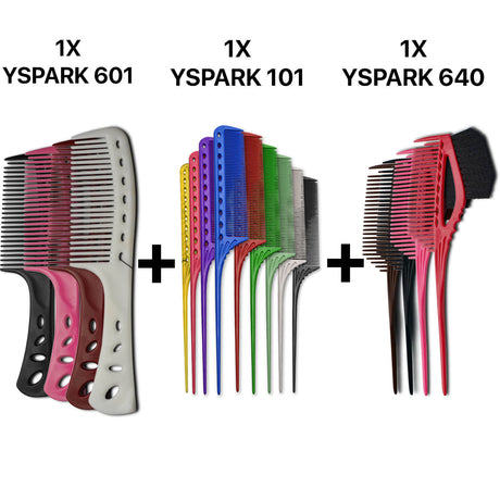 peignes démêloirs yspark 601 associés aux peignes à queue yspark 101 et les peignes pinceaux yspark 640