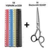 peignes de coupe yspark even collection associé avec les ciseaux professionnels blacksmith skarp