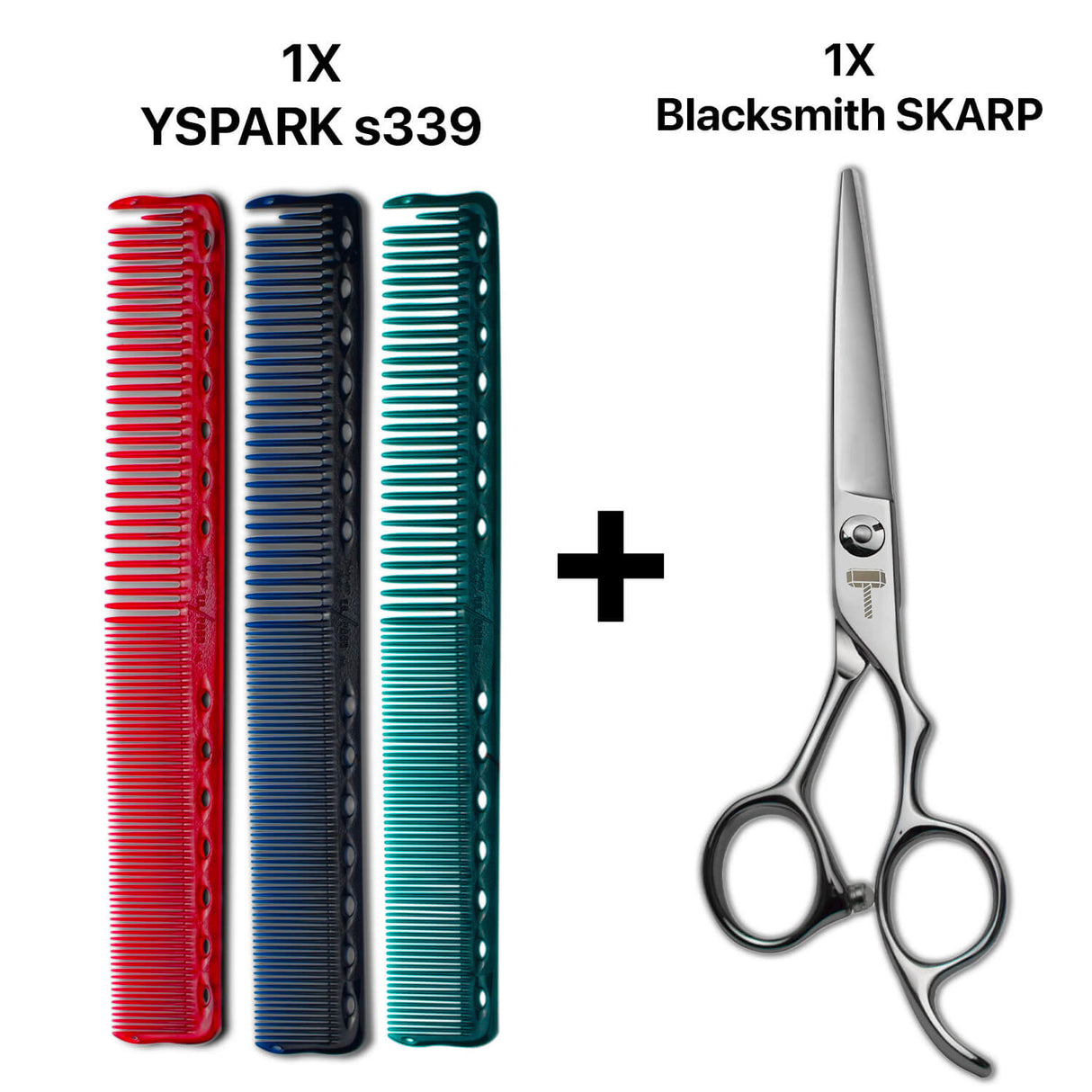 peignes de coupe japonais yspark s339 associés avec les ciseaux de coiffure professionnels blacksmith skarp
