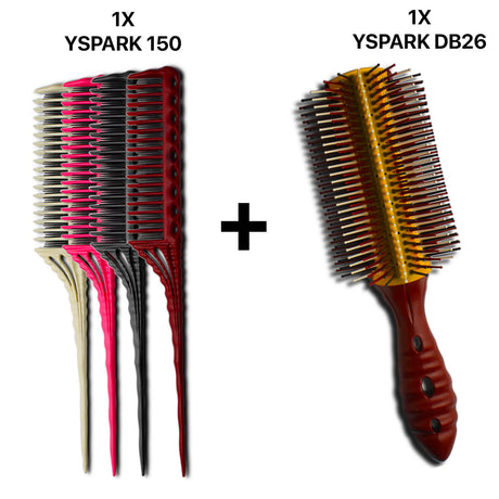 Brosse plate semi ronde yspark db6 associé avec des peignes à crêper yspark 150